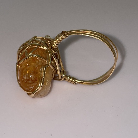 Custom Made Yellow Gold filled wire wrapped Citrine Gemstone Ring - Picture 13 of 16